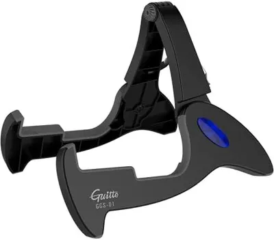 Shows the product as a standalone item on a clean white background to help shoppers visualize the physical design and form factor of the guitar stand.