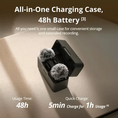 Communicates multiple key benefits including the convenience of an all-in-one charging case, extended 48-hour battery life, and fast charging capability to reassure shoppers of the product's…