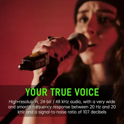 Communicates the microphone's superior audio specifications to reassure shoppers that it delivers professional-grade sound recording with high fidelity and low noise.