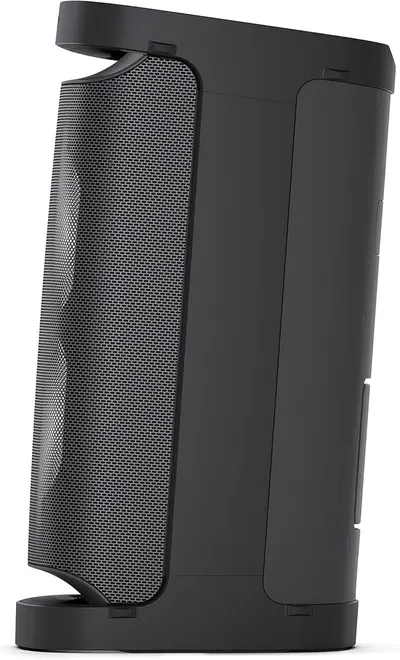 Showcases the physical design and construction of the speaker, highlighting the mesh grille and structural elements to help shoppers understand the product's build quality and design features.