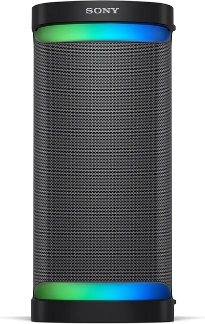 Showcases the colorful LED lighting feature of the speaker to communicate its visual appeal and party-ready design.