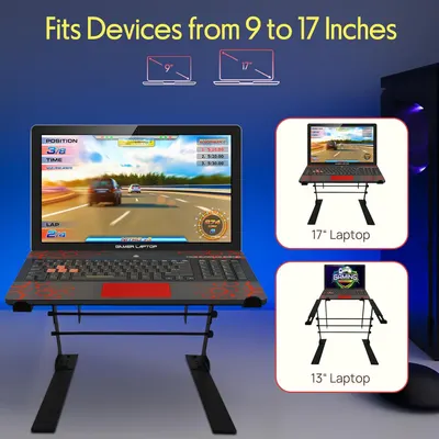 Communicates that the laptop stand is compatible with devices ranging from 9 to 17 inches, helping shoppers confirm it will fit their specific laptop size.