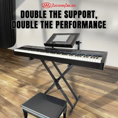 Communicates that the keyboard stand provides enhanced support and performance capabilities for musicians, emphasizing stability and functionality.