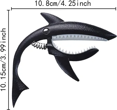 Communicates the precise physical dimensions of the shark-shaped product to help shoppers understand its actual size before purchase.