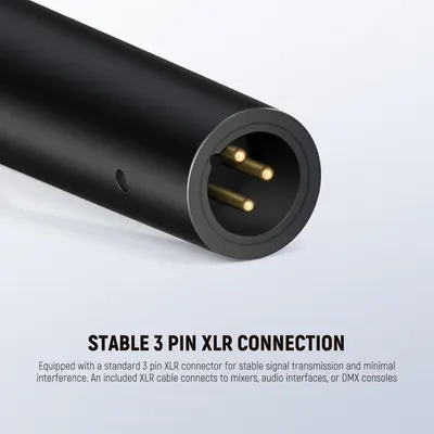 Highlights the stable 3 pin XLR connector feature to reassure shoppers of reliable signal transmission and professional compatibility with audio equipment.