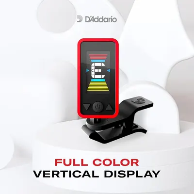 Highlights the tuner's full color vertical display feature to communicate ease of use and modern visual interface for musicians.