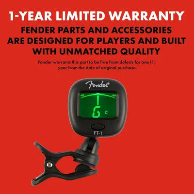 Communicates the warranty coverage to build trust and reassure shoppers that the Fender product is backed by quality assurance for one year from purchase.