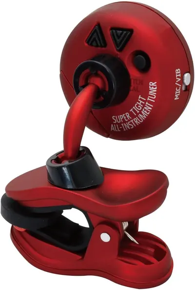 Shows the physical components and structure of the instrument tuner, highlighting the clip mechanism, flexible neck, control buttons, and display to help shoppers understand how the product is built…