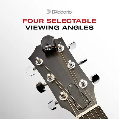 Communicates that the guitar tuner offers four different viewing angles for user convenience and flexibility during tuning.