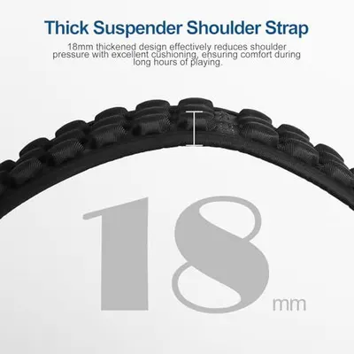 Highlights the 18mm thickened shoulder strap design that reduces shoulder pressure and provides cushioning for comfort during extended use.