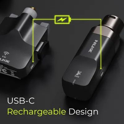 Communicates that the wireless earbuds feature a convenient USB-C rechargeable design, eliminating the need for disposable batteries and offering modern charging compatibility.