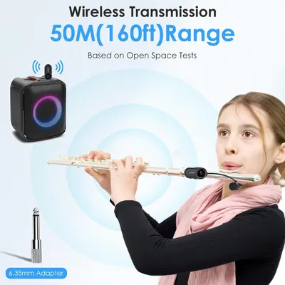 Communicates the wireless transmission range of 50M (160ft) to reassure shoppers that the product can maintain connectivity over long distances in open spaces.