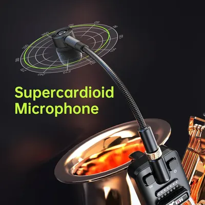 Highlights the supercardioid pickup pattern of the microphone to communicate its directional audio capture capability and professional-grade sound quality.