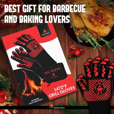 Positions the BBQ gloves as an ideal gift for barbecue and baking enthusiasts during the holiday season, leveraging Christmas decorations and festive context to drive gifting intent. Highlights the…