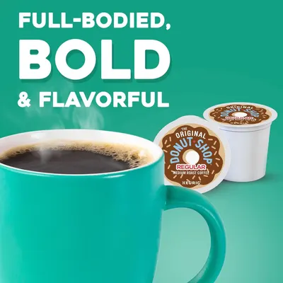 Communicates the coffee's rich, full-bodied flavor profile to appeal to shoppers seeking a strong, satisfying coffee experience.
