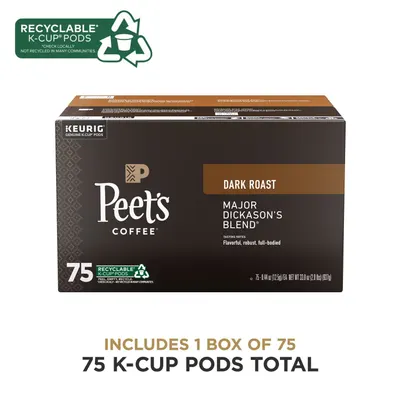Communicates the quantity of K-Cup pods included in the purchase to help shoppers understand the value and volume they are receiving. Highlights that the K-Cup pods are recyclable to reassure…