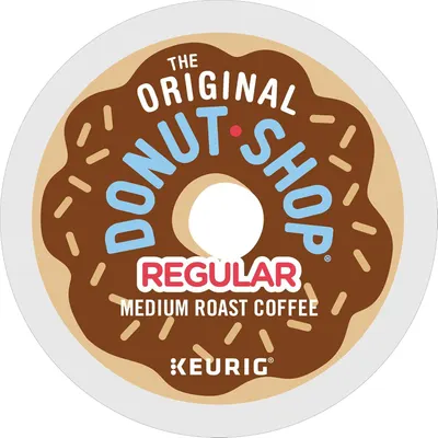Emphasizes the Donut Shop brand identity and product name to build brand recognition and trust with shoppers looking for Keurig coffee pods.