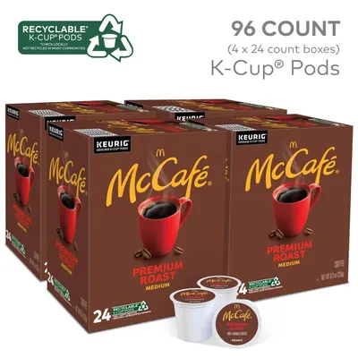 Shows the customer exactly what they receive: 96 K-Cup pods packaged as 4 boxes of 24 count each, helping them understand the bundle quantity and packaging format. Highlights that the K-Cup pods are…