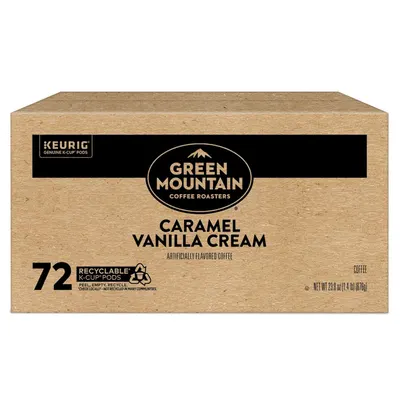 Communicates the environmental benefit of recyclable K-Cup pods to reassure eco-conscious shoppers that the product is sustainable.