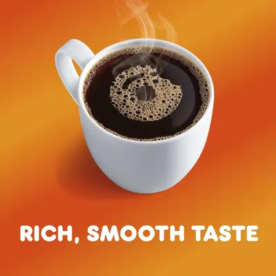 Communicates the sensory quality and taste profile of the coffee to entice shoppers with the promise of a premium, smooth drinking experience.