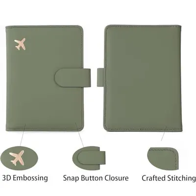Highlights the specific design features and construction details of the passport holder to communicate quality and functionality to shoppers.