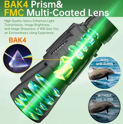 This image breaks down the internal optical components of the monocular to demonstrate the high-quality lens technology and light transmission system that delivers superior image brightness and…