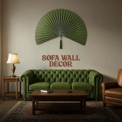 Demonstrates the product as wall decor in a real living room setting to help shoppers visualize how it looks in their own home.
