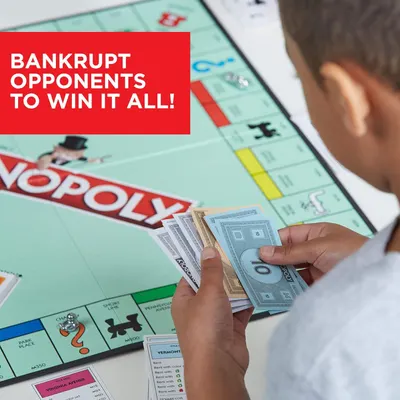 Communicates the strategic advantage and winning potential of the Monopoly game to appeal to competitive players and families looking for engaging entertainment.