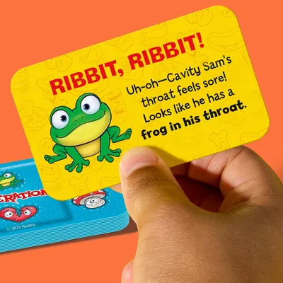 Shows shoppers what's included in the game package, specifically highlighting the card content and playful design to communicate the fun, kid-friendly nature of the product.