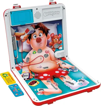 Displays the complete Operation game product on a clean white background to show shoppers exactly what the game looks like and its physical components.