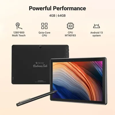 Communicates the tablet's powerful technical specifications across multiple performance dimensions to reassure shoppers of its capability and value.