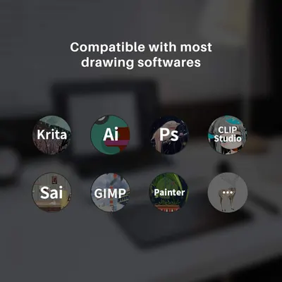 Demonstrates that the product (likely a drawing tablet or stylus) is compatible with multiple popular drawing and design software applications, reassuring shoppers of its versatility and broad…
