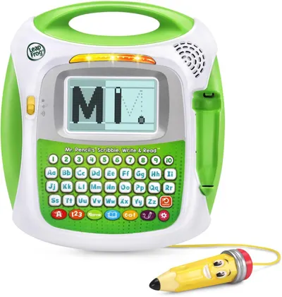 Displays the LeapFrog learning toy with its stylus accessory in a clean, catalog-style format to show exactly what the product looks like.