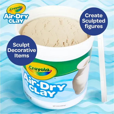 Demonstrates multiple creative use cases for the air-dry clay, showing shoppers they can make both sculpted figures and decorative items with this product.