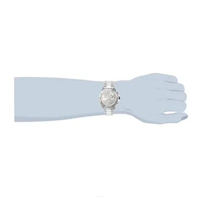 Demonstrates how the watch looks and fits when worn on a wrist, helping shoppers visualize the size and proportions of the product on their own wrist.