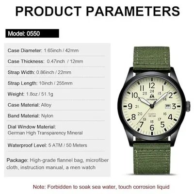 Provides comprehensive technical specifications and product parameters to help shoppers understand the watch's dimensions, materials, and features before purchase.