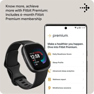 Communicates that the product includes a 6-month Fitbit Premium membership with access to advanced health and wellness features, adding value to the purchase.