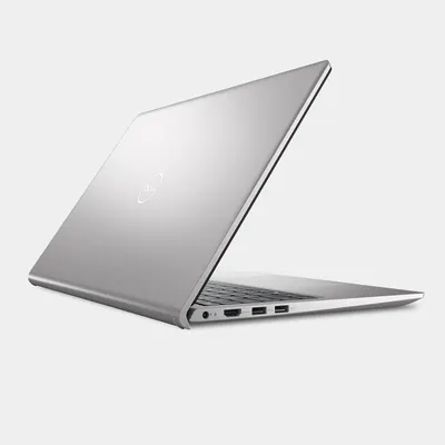 Provides a clean, catalog-style view of the laptop from a rear angle to show the design, ports, and overall form factor without distractions.