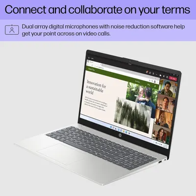 Highlights the laptop's advanced microphone technology with noise reduction software to reassure shoppers that they can communicate clearly and professionally during video calls and virtual…