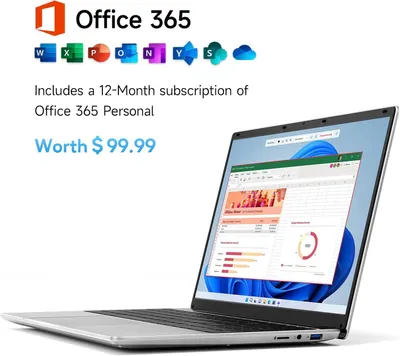 Communicates the monetary value of the included Office 365 subscription to emphasize the deal and value proposition of the purchase. Highlights that the product includes a 12-month Office 365…