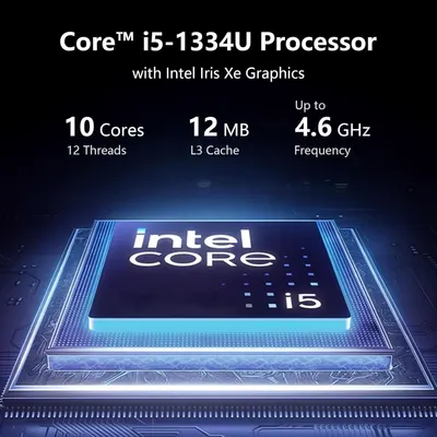 Communicates the technical specifications and performance capabilities of the Intel Core i5-1334U processor to help shoppers understand its computing power and graphics performance.
