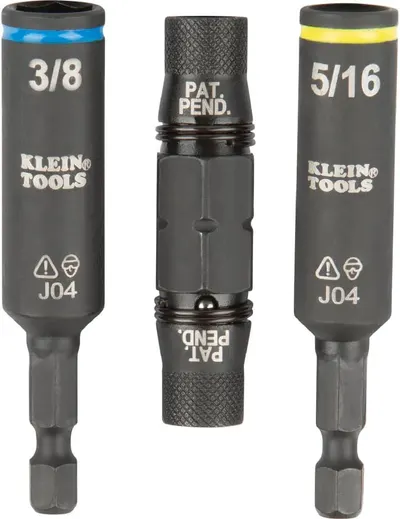 Provides a clean, catalog-style view of the Klein Tools socket set to show the physical product clearly without distractions.
