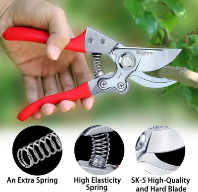 Highlights three distinct product features—an extra spring for backup, a high-elasticity spring mechanism for smooth operation, and a premium SK-5 steel blade—to communicate durability, reliability,…