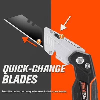 Demonstrates the simple two-step process for releasing and installing replacement blades, reassuring shoppers that blade changes are fast and easy. Highlights the convenience and ease of the…
