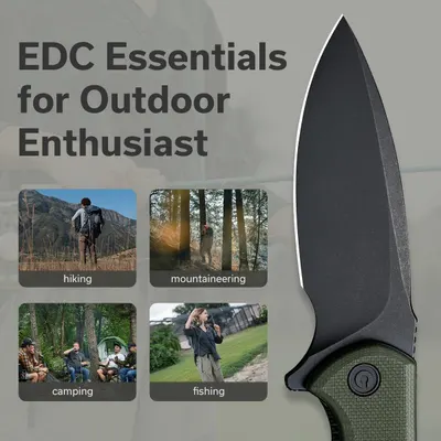 Demonstrates the versatility of the EDC knife by showing it is suitable for multiple outdoor activities and scenarios, reassuring shoppers it can serve them across different adventures.