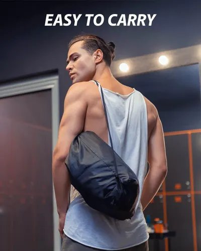 Demonstrates that the product is lightweight and easy to carry, emphasizing convenience and portability for active users.