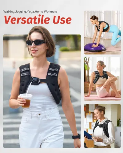 Demonstrates the product's versatility by showing it can be used across multiple fitness activities and everyday scenarios, from outdoor walking to home workouts and yoga.