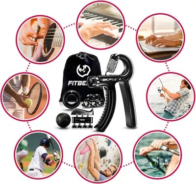 Demonstrates the product's versatility by showing it can be used for multiple activities including guitar playing, piano, typing, tennis, fishing, baseball, rock climbing, and rowing.