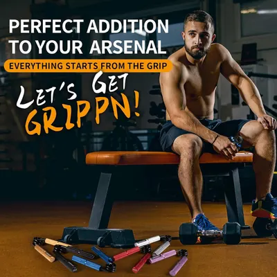 Creates an authentic, relatable gym environment showing the product as part of a real fitness routine, building trust through a realistic user context. Emphasizes that grip is fundamental to workout…