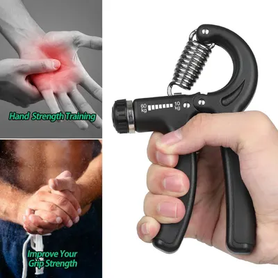 Demonstrates multiple use cases for the hand gripper, showing it can be used for hand strength training and improving grip strength across different fitness scenarios. Highlights the adjustable…